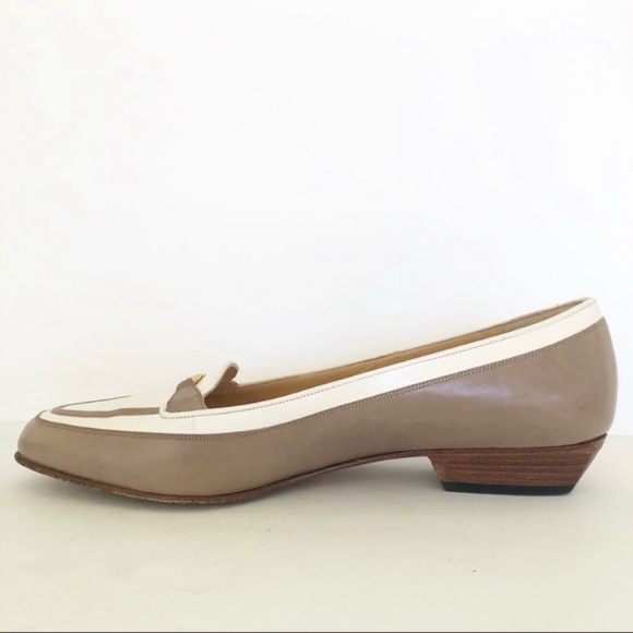 Bally Leather Two Tone Color Block Tan Cream Slip On Loafers - Picture 7 of 14